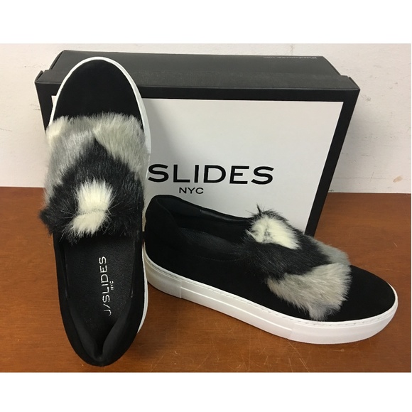 $150 J/Slides NY Alexi Suede Faux Fur Fashion Platform Sneaker Shoes - Picture 5 of 7